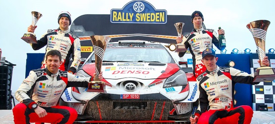 Toyota Yaris WRC de Evans vence o Rali da Suécia e Rovanperä sobe ao pódio
